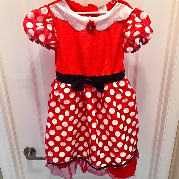 Disney Minnie Mouse Dress-Sz 8 Girls-Costume Dress Up-Play Dress-Velcro-Festive - Picture 3 of 16
